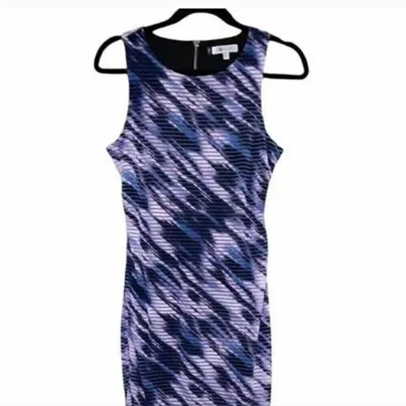 Jennifer Lopez Midi Tank Dress Stretchy Striped Purple - Picture 3 of 13